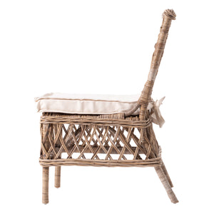 Homeroots Set Of Two Cream And Natural Rattan Cross Back Dining Parsons Chairs  Rattan 397831
