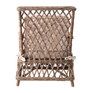 Homeroots Set Of Two Natural Lattice Wicker Arm Chairs With Seat Cushions  Rattan 397832