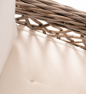 HomeRoots Set of Two Cream & Natural Cross-Back Dining Arm Chairs - Elegant Woven Rattan Design for Comfort 397832