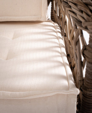 HomeRoots Set of Two Cream & Natural Cross-Back Dining Arm Chairs - Elegant Woven Rattan Design for Comfort 397832