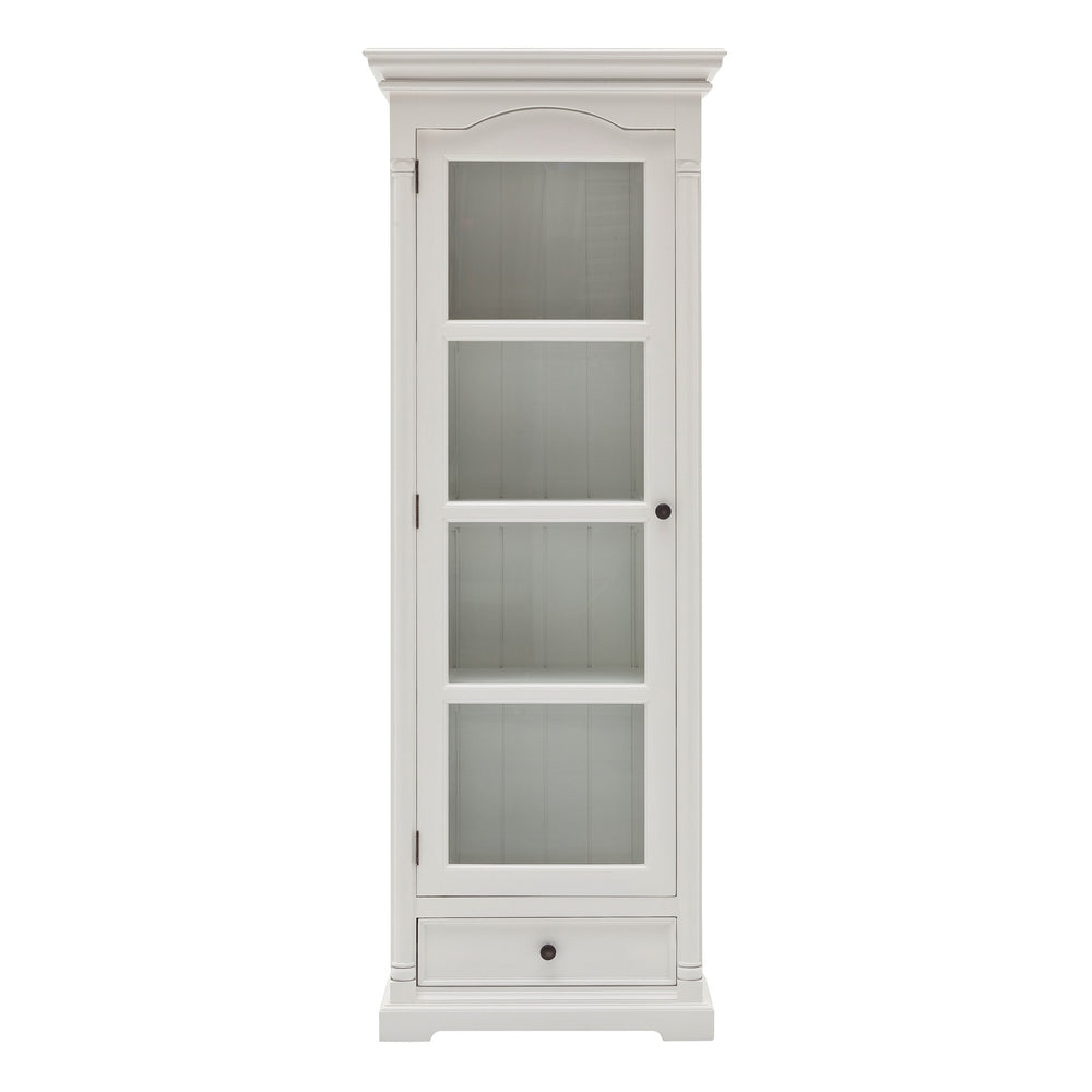 Homeroots Traditional White And Glass Door Storage Cabinet  Mahogany,Bevelled Glass & Antique Brass Hardware 397833
