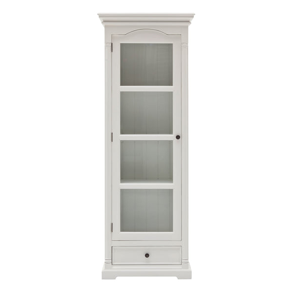 Homeroots Traditional White And Glass Door Storage Cabinet  Mahogany,Bevelled Glass & Antique Brass Hardware 397833
