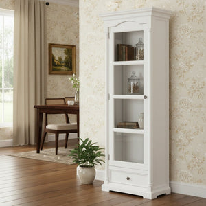 HomeRoots 75" Elegant White Solid Mahogany Pantry Cabinet – Versatile Storage, Fully Assembled, Stylish Design 397833