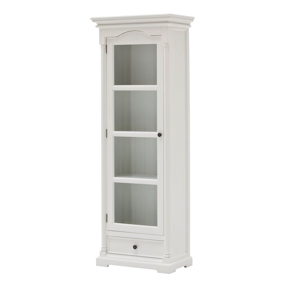 Homeroots Traditional White And Glass Door Storage Cabinet  Mahogany,Bevelled Glass & Antique Brass Hardware 397833