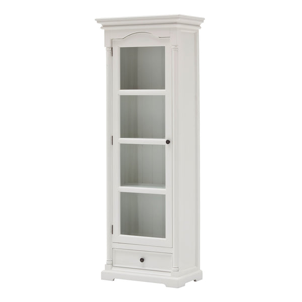 Homeroots Traditional White And Glass Door Storage Cabinet  Mahogany,Bevelled Glass & Antique Brass Hardware 397833