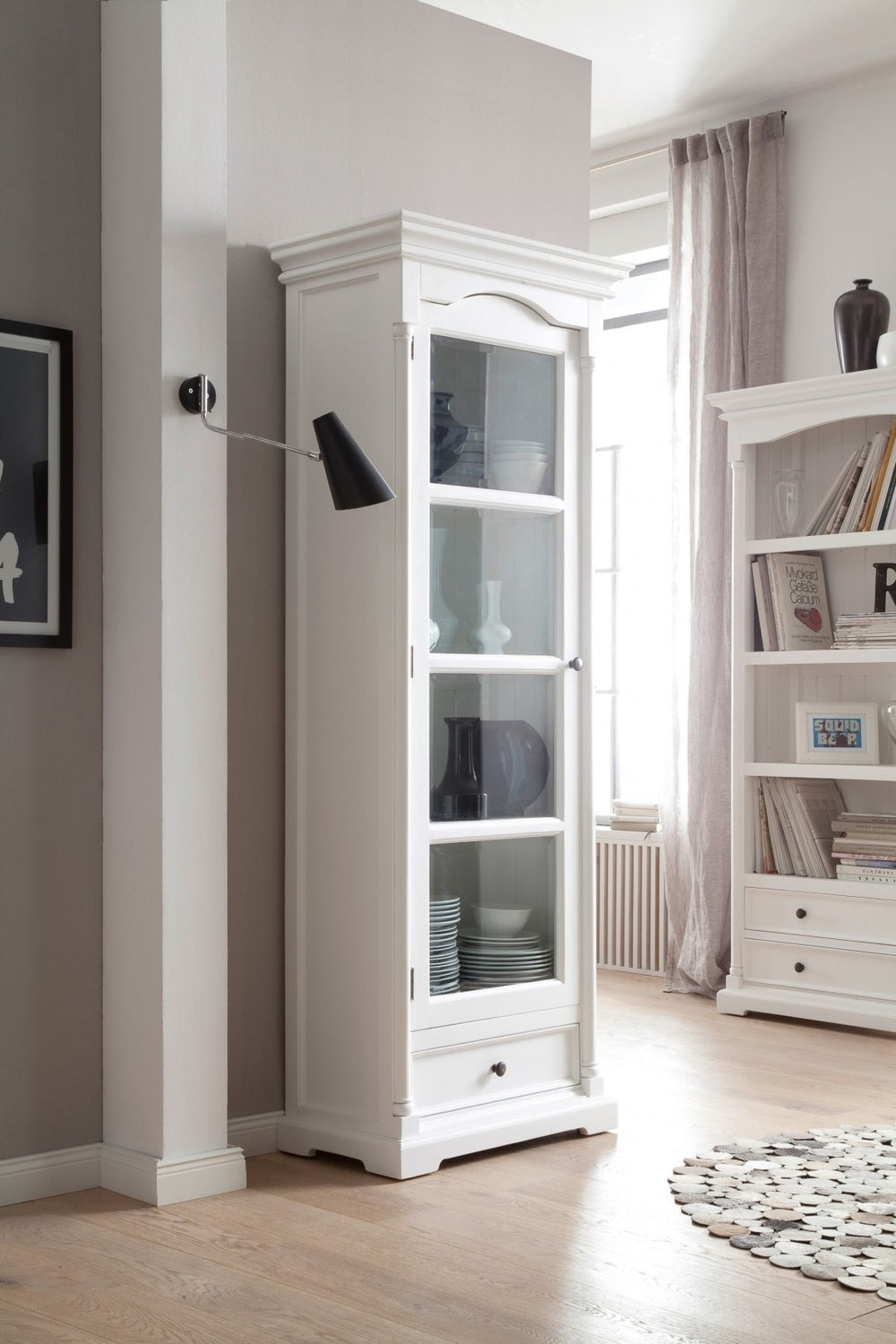 HomeRoots 75" Elegant White Solid Mahogany Pantry Cabinet – Versatile Storage, Fully Assembled, Stylish Design 397833