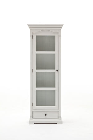 Homeroots Traditional White And Glass Door Storage Cabinet  Mahogany,Bevelled Glass & Antique Brass Hardware 397833