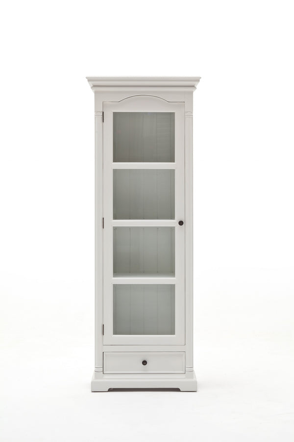 Homeroots Traditional White And Glass Door Storage Cabinet  Mahogany,Bevelled Glass & Antique Brass Hardware 397833