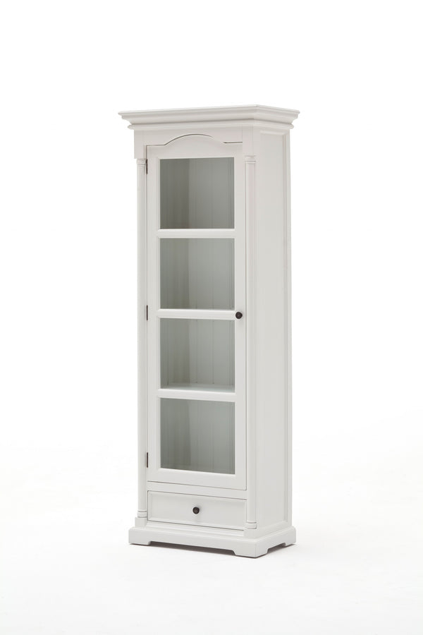 Homeroots Traditional White And Glass Door Storage Cabinet  Mahogany,Bevelled Glass & Antique Brass Hardware 397833