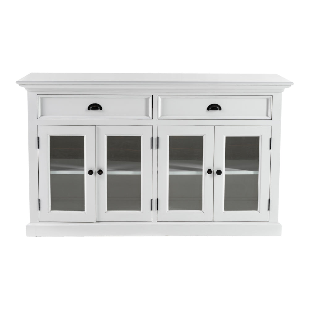 Homeroots Classic White Small Buffet Table  Mahogany,Bevelled Glass & Antique Brass Hardware 397835