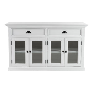 Homeroots Classic White Small Buffet Table  Mahogany,Bevelled Glass & Antique Brass Hardware 397835