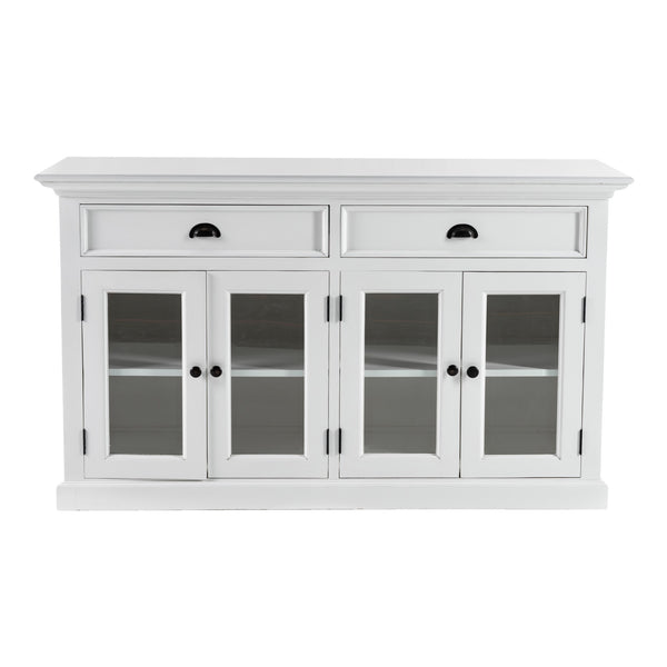 Homeroots Classic White Small Buffet Table  Mahogany,Bevelled Glass & Antique Brass Hardware 397835