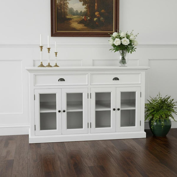 HomeRoots Classic White Small Buffet Table - Timeless Charm, Ample Storage & Elegant Design for Any Space 397835
