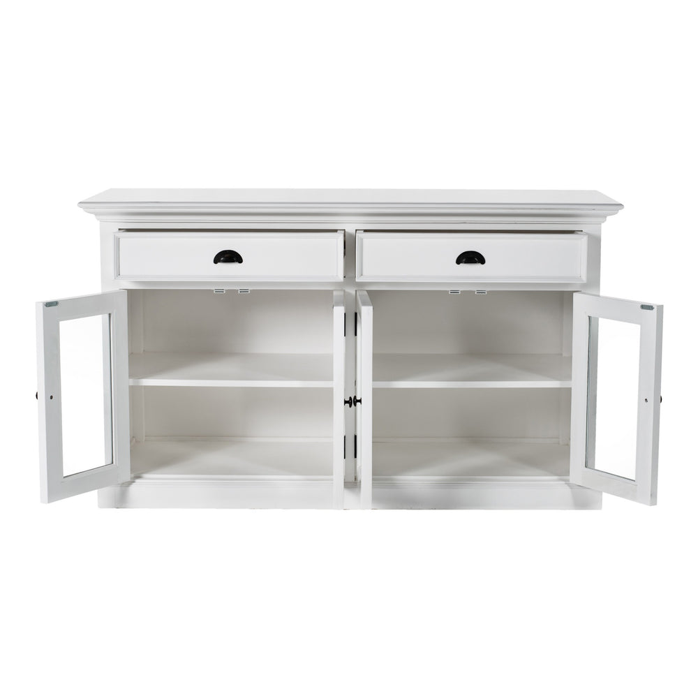 Homeroots Classic White Small Buffet Table  Mahogany,Bevelled Glass & Antique Brass Hardware 397835