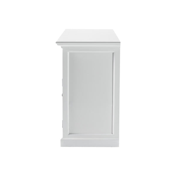 Homeroots Classic White Small Buffet Table  Mahogany,Bevelled Glass & Antique Brass Hardware 397835