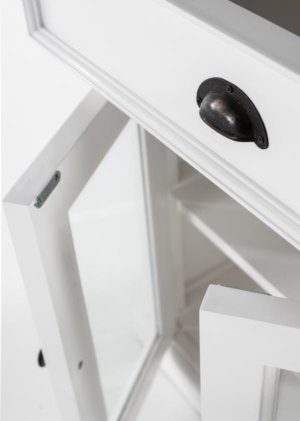 Homeroots Classic White Small Buffet Table  Mahogany,Bevelled Glass & Antique Brass Hardware 397835