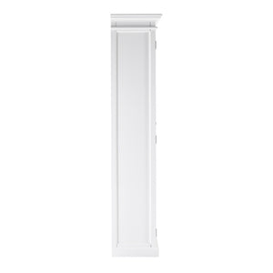 HomeRoots 75" White Wood & Glass Double Door Cabinet - Elegant Storage for Displaying Dinnerware & Decor 397837