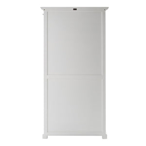 HomeRoots 75" White Wood & Glass Double Door Cabinet - Elegant Storage for Displaying Dinnerware & Decor 397837
