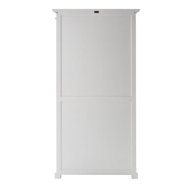 HomeRoots 75" White Wood & Glass Double Door Cabinet - Elegant Storage for Displaying Dinnerware & Decor 397837