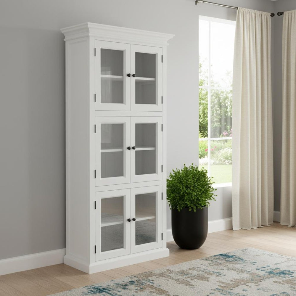HomeRoots 35" White Solid Wood Frame Accent Cabinet with 6 Adjustable Shelves for Versatile Home Storage Solutions 397839