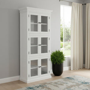 HomeRoots 35" White Solid Wood Frame Accent Cabinet with 6 Adjustable Shelves for Versatile Home Storage Solutions 397839