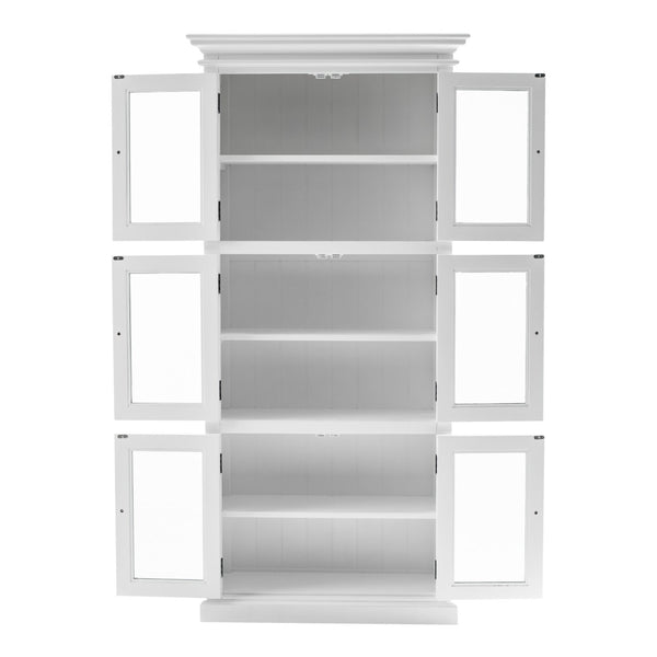 HomeRoots 35" White Solid Wood Frame Accent Cabinet with 6 Adjustable Shelves for Versatile Home Storage Solutions 397839