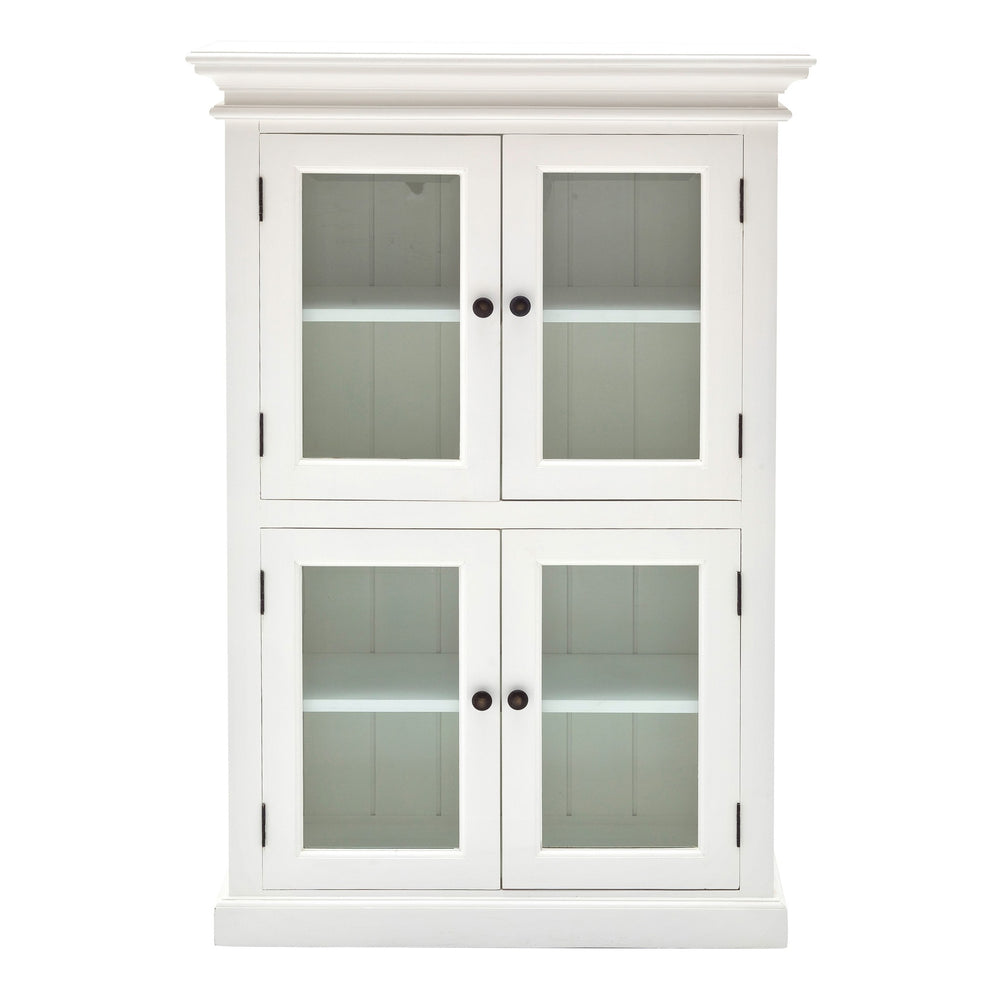 Homeroots Classic White Two Level Storage Cabinet  Mahogany,Bevelled Glass & Antique Brass Hardware 397840
