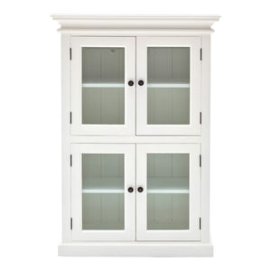 Homeroots Classic White Two Level Storage Cabinet  Mahogany,Bevelled Glass & Antique Brass Hardware 397840