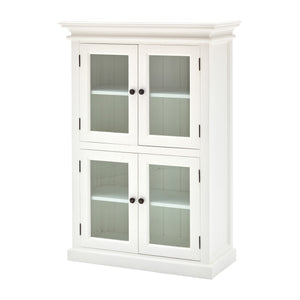 Homeroots Classic White Two Level Storage Cabinet  Mahogany,Bevelled Glass & Antique Brass Hardware 397840