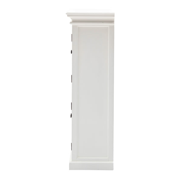 Homeroots Classic White Two Level Storage Cabinet  Mahogany,Bevelled Glass & Antique Brass Hardware 397840