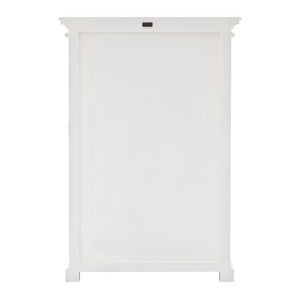 Homeroots Classic White Two Level Storage Cabinet  Mahogany,Bevelled Glass & Antique Brass Hardware 397840