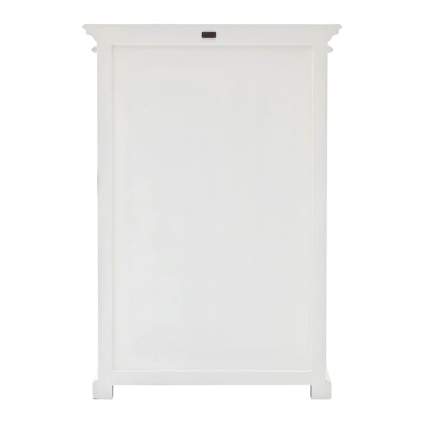 Homeroots Classic White Two Level Storage Cabinet  Mahogany,Bevelled Glass & Antique Brass Hardware 397840
