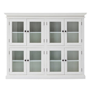 HomeRoots 52" Elegant White Wood and Glass Storage Cabinet with Beveled Doors for Timeless Home Décor Solutions 397841