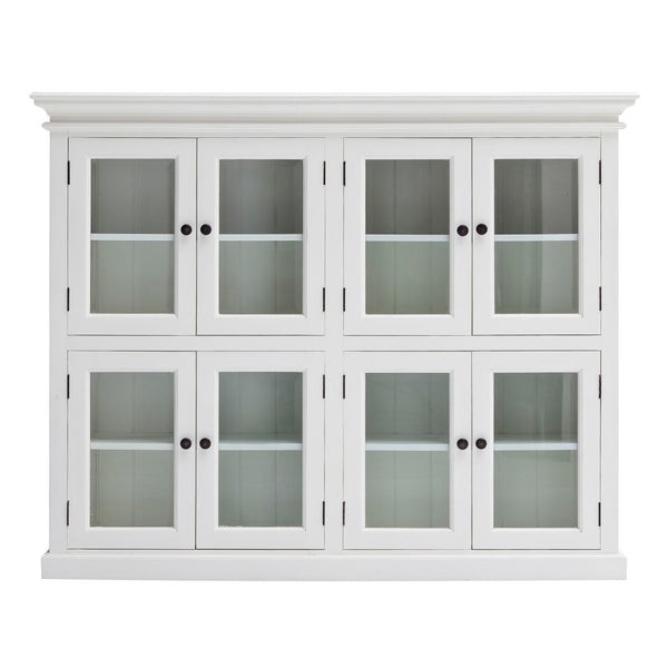 HomeRoots 52" Elegant White Wood and Glass Storage Cabinet with Beveled Doors for Timeless Home Décor Solutions 397841