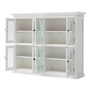 HomeRoots 52" Elegant White Wood and Glass Storage Cabinet with Beveled Doors for Timeless Home Décor Solutions 397841