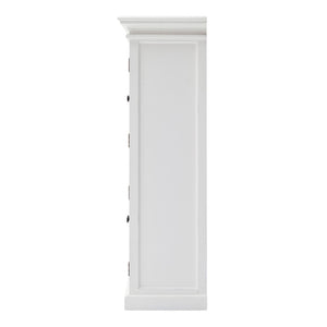 HomeRoots 52" Elegant White Wood and Glass Storage Cabinet with Beveled Doors for Timeless Home Décor Solutions 397841