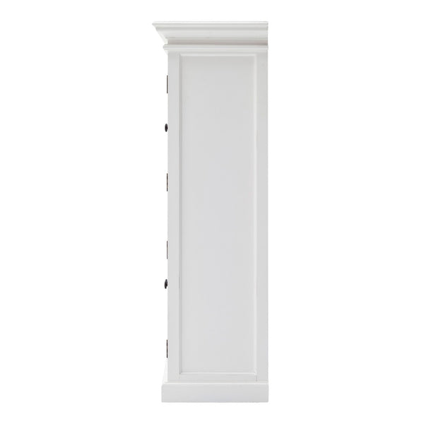 HomeRoots 52" Elegant White Wood and Glass Storage Cabinet with Beveled Doors for Timeless Home Décor Solutions 397841