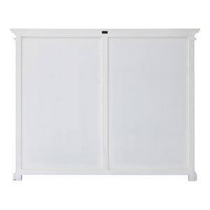 HomeRoots 52" Elegant White Wood and Glass Storage Cabinet with Beveled Doors for Timeless Home Décor Solutions 397841