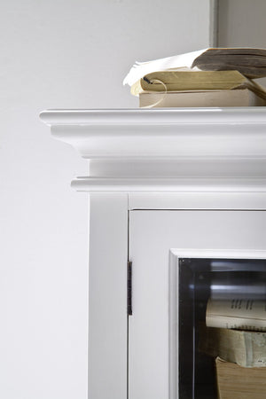 HomeRoots 52" Elegant White Wood and Glass Storage Cabinet with Beveled Doors for Timeless Home Décor Solutions 397841