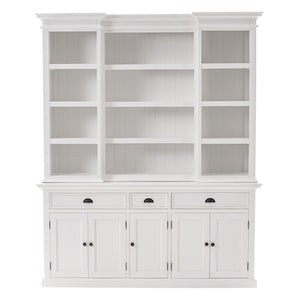 Homeroots 71" White Dining Hutch With Twelve Shelves And Three Drawers  Mahogany,Mdf & Antique Brass Hardware 397842