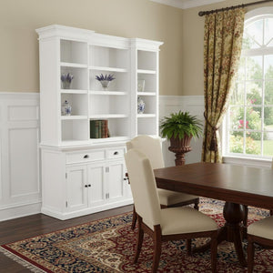 HomeRoots 71" Elegant White Dining Hutch with 12 Shelves, 3 Drawers & Antique Brass Hardware for Timeless Charm 397842