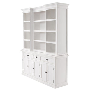 Homeroots 71" White Dining Hutch With Twelve Shelves And Three Drawers  Mahogany,Mdf & Antique Brass Hardware 397842