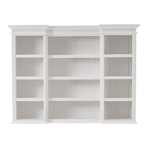 Homeroots 71" White Dining Hutch With Twelve Shelves And Three Drawers  Mahogany,Mdf & Antique Brass Hardware 397842