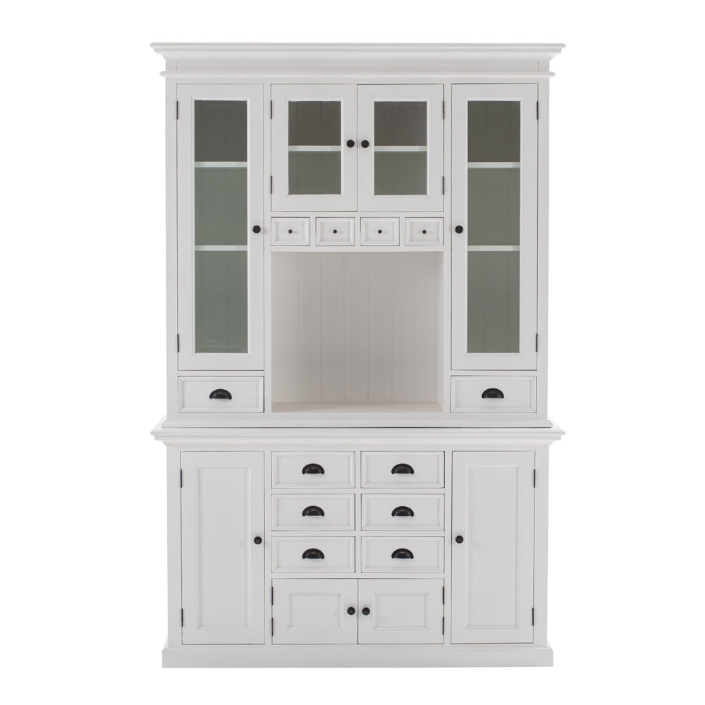 Homeroots Classic White Kitchen Hutch  Mahogany,Bevelled Glass & Antique Brass Hardware 397844