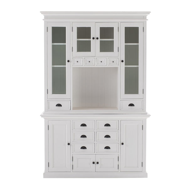 HomeRoots Classic White Kitchen Hutch - Elegant Mahogany Storage with Vintage Charm & Modern Functionality 397844