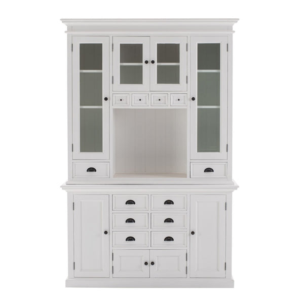 HomeRoots Classic White Kitchen Hutch - Elegant Mahogany Storage with Vintage Charm & Modern Functionality 397844