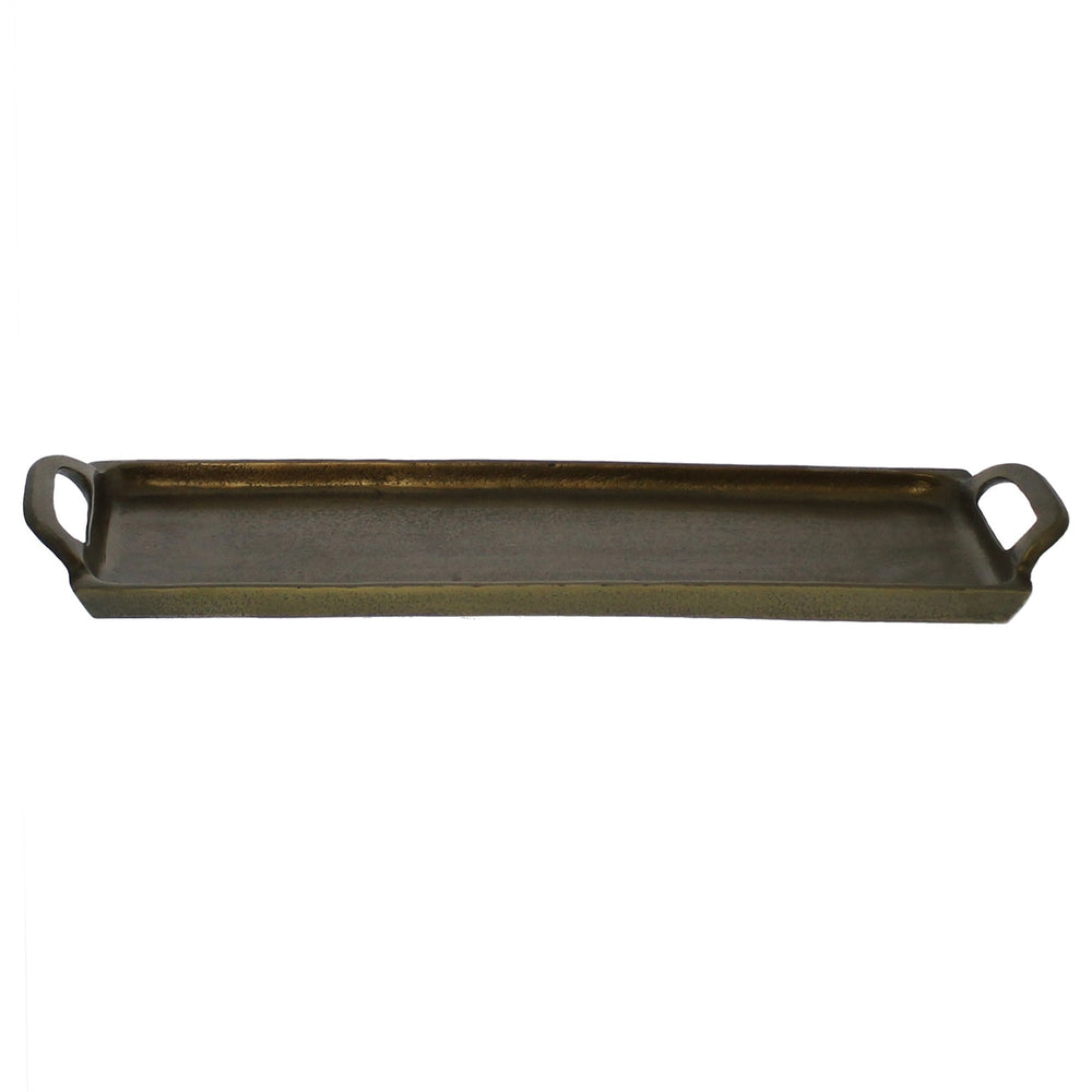 Homeroots Jumbo Bronze Narrow Rectangular Tray   397859