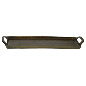 Homeroots Jumbo Bronze Narrow Rectangular Tray   397859