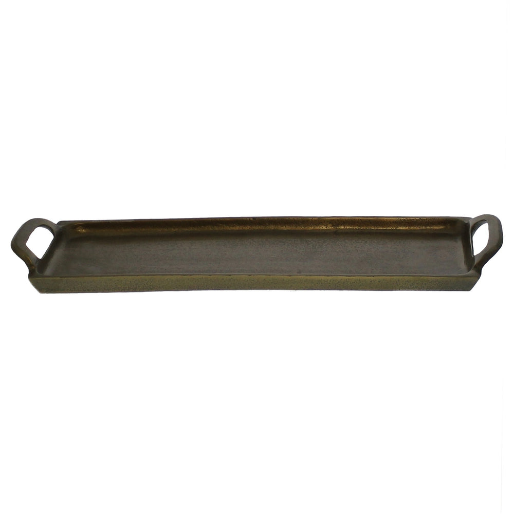 Homeroots Jumbo Bronze Narrow Rectangular Tray   397859