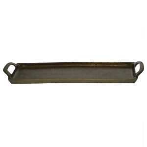 Homeroots Jumbo Bronze Narrow Rectangular Tray   397859